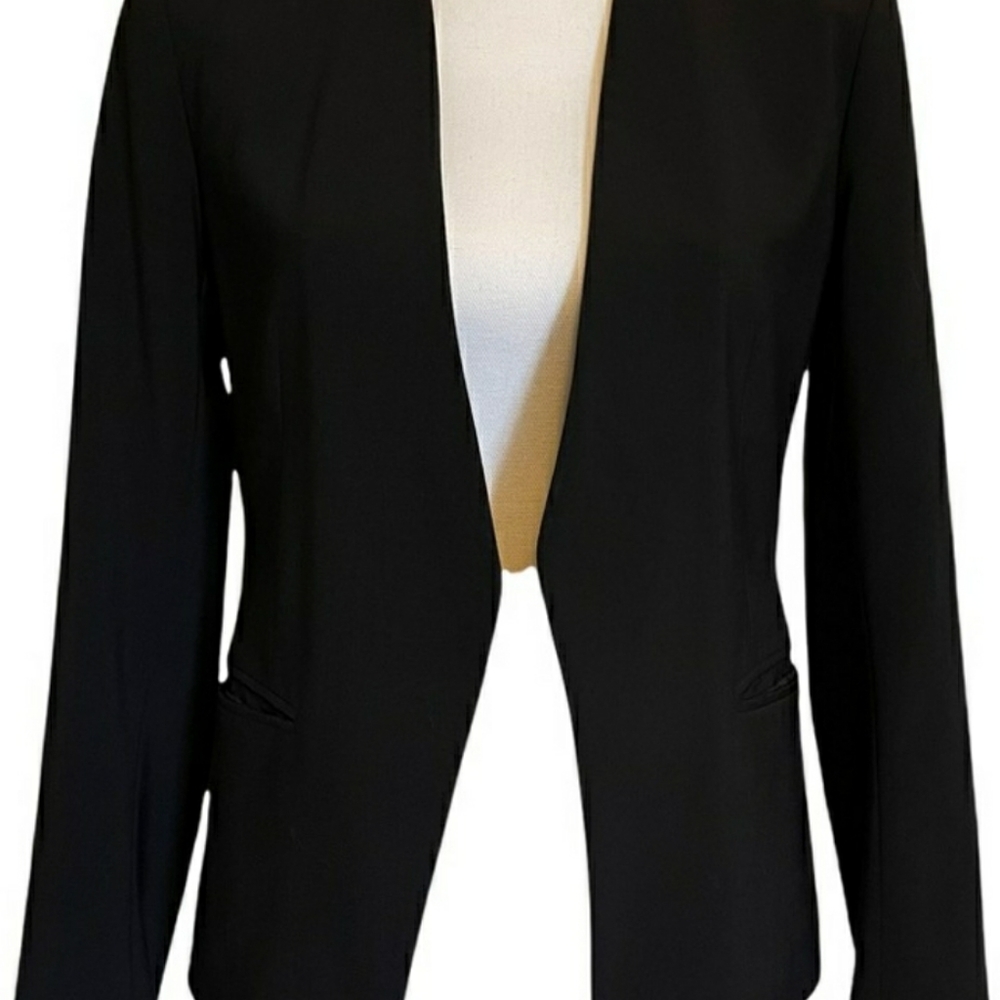 Theory open front wool blend Lanai stretch black jacket size 10 - Picture 3 of 14